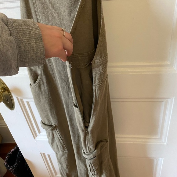 🌻Linen Blend Casual Olive Green Overalls - Picture 10 of 11